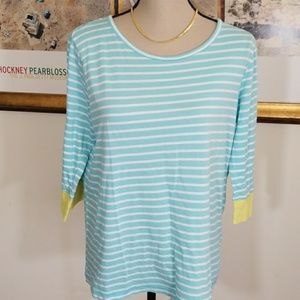 Onque Casual striped Blue and Yellow Top. S